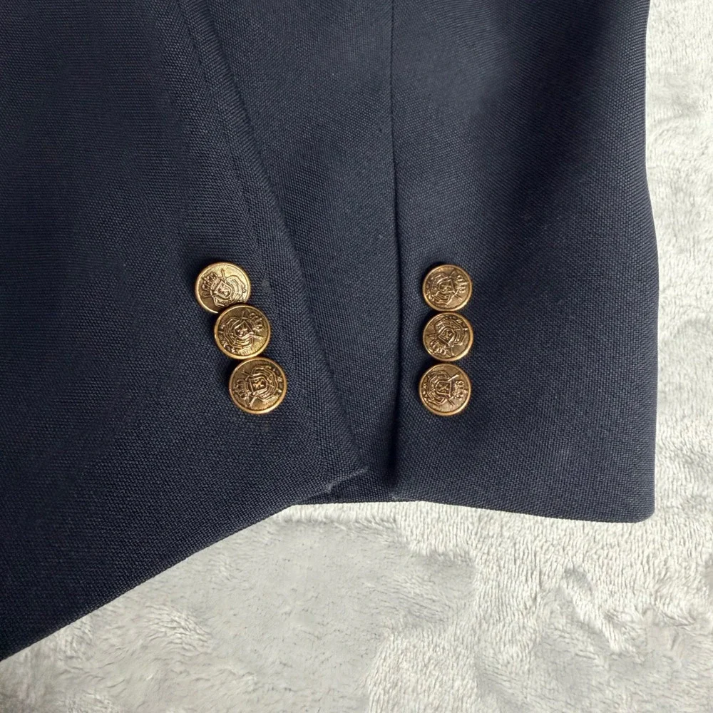 Vintage Haggar Mens Navy Blue Two Button Blazer Sport Coat Jacket 44S Washable